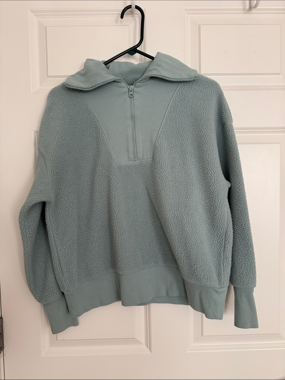 a new day Teal Blue/Green Half-Zip Sherpa Pullover